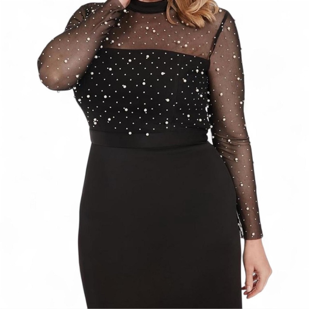 Elegant Black dress with pearls and studs.